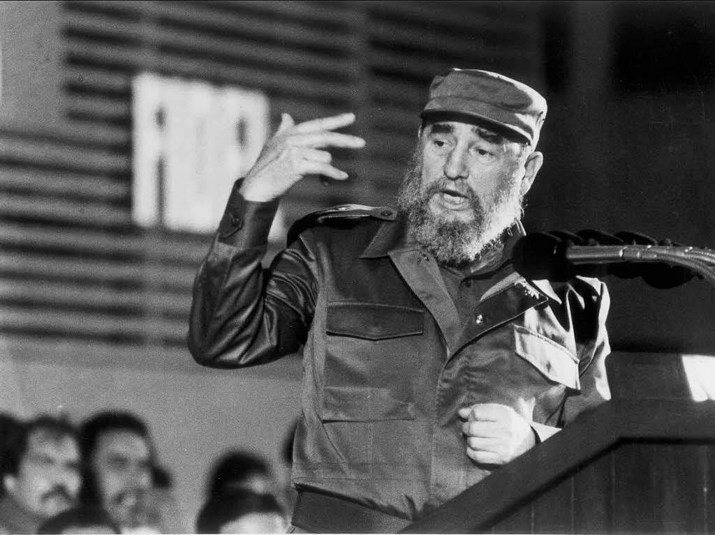 Fidel Castro 1988 bei einer Rede in Havanna