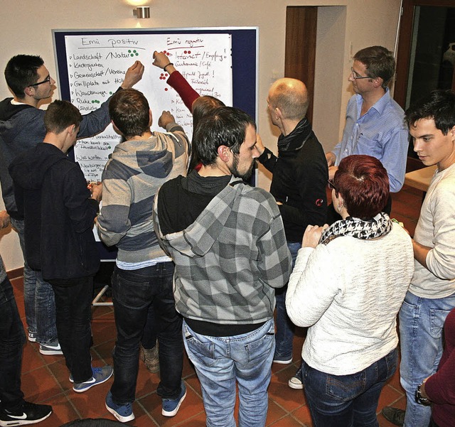 Workshop-Atmosphre entstand beim Jugendforum im Pfarrsaal in Ettenheimmnster.   | Foto: Michael Masson