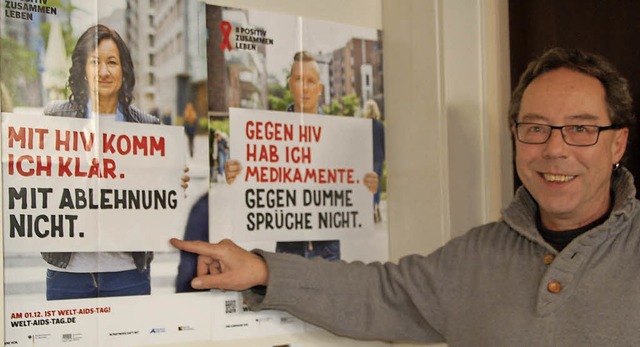 Jrgen Schwarz von der Aids-Hilfe appe...fizierte Menschen nicht auszugrenzen.   | Foto: Rderer