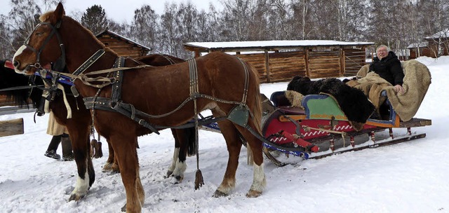 Reisen durch Eis und Schnee wie vor 20... in einem sibirischen Pferdeschlitten   | Foto: Privat