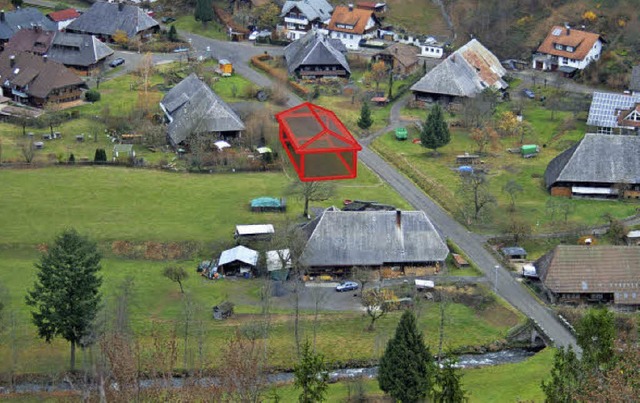 Geschwender Schwarzwaldhaus-Ensemble mit Simulation des geplanten Neubaus.   | Foto: Privat