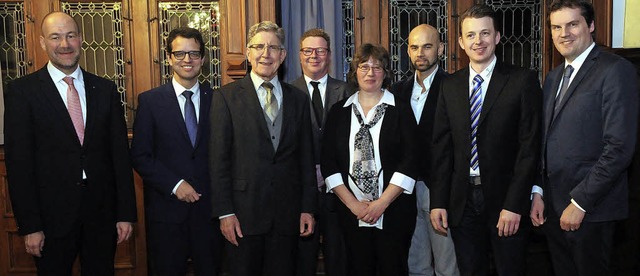 Feierstunde im Rathaus (von links): Th...gele (Wirtschaftsfrderer Stadt Lahr)   | Foto: Wolfgang Knstle