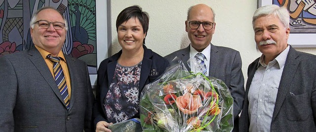 Unser Bild zeigt Hubert Romer, Katja F...er und Brgermeister Bernhard Kaiser.   | Foto: Realschule