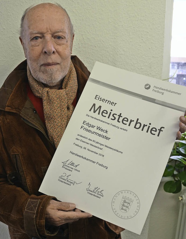 Edgar Weck hat den &#8222;Eisernen Meisterbrief&#8220;.   | Foto: Sylvia Sredniawa