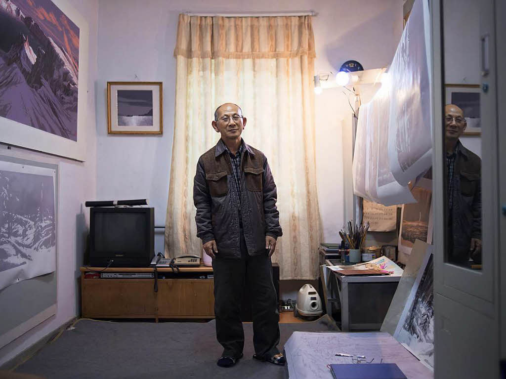 Knstler Hong Choon in seinem Atelier in Pjngjang.