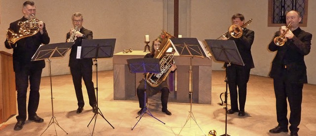 Fanfare Royale beim Konzert in der Ber...tenbach, und Edgar Kaiser (von links)   | Foto: Karlernst Lauffer