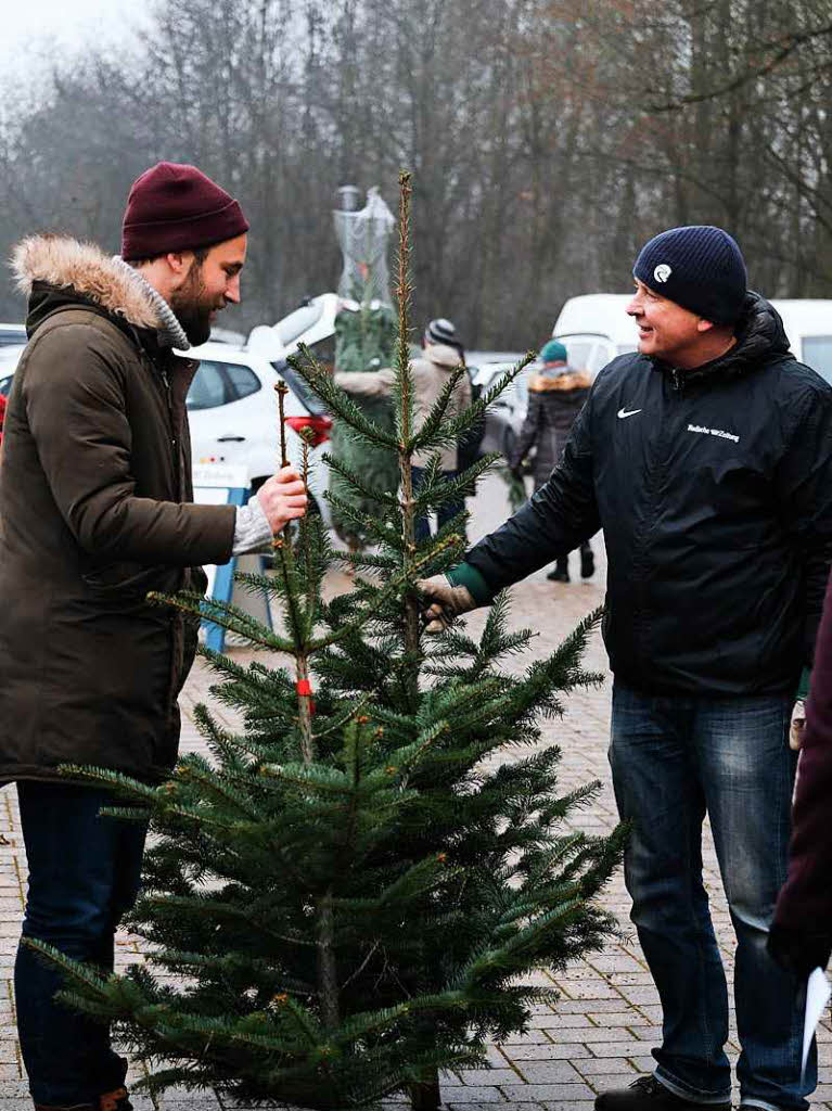 Die Anzeigenkunden der BZ hatten groen Spa, sich vor der Alten Sge in Zarten einen schlagfrischen Baum auszusuchen.