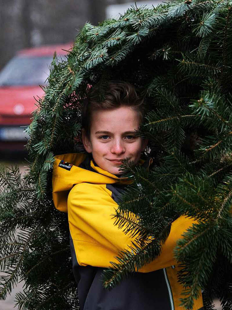 Die Anzeigenkunden der BZ hatten groen Spa, sich vor der Alten Sge in Zarten einen schlagfrischen Baum auszusuchen.