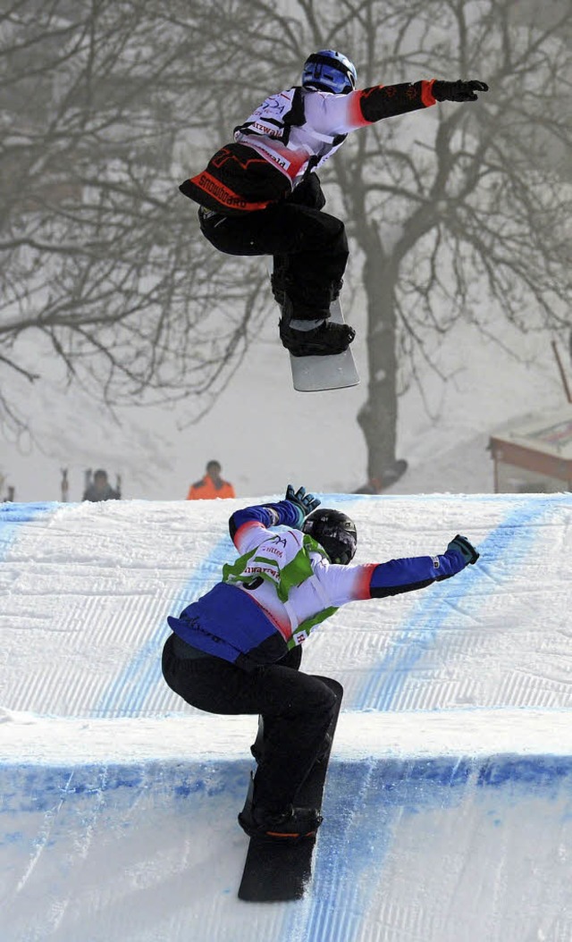 Hoch hinaus ging es beim Snowboard Cro...cup am Feldberg im vergangenen Januar.  | Foto: Seeger