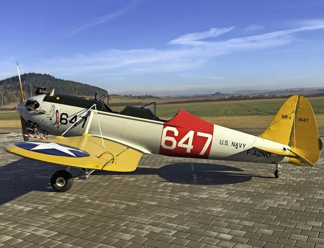 Das Oldtimerflugzeug Ryan PT-22 ist je...gplatz in Donaueschingen stationiert.   | Foto: Rolf Ebnet