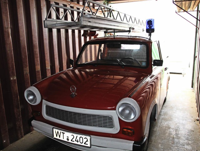 Der alte Bekannte: Den Trabant P 601 K...g St. Florian zum Drehleiter-Trabi um.  | Foto:  David Rutschmann