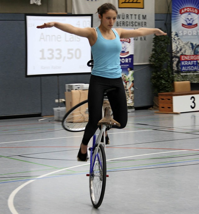 Auch erfolgreiche Kunstradsportler sol...rde bei der DM beispielsweise Siebte.   | Foto: Privat