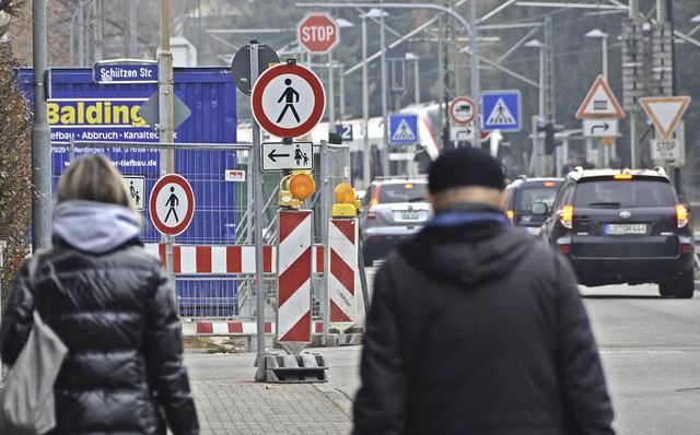 Gefhrlich sei die Kreuzung Schtzen-/...der Baustelle, merkt eine Leserin an.   | Foto: Peter gerigk