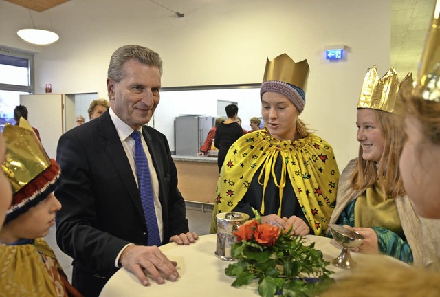 Nachdem Gnther Oettinger die Seltenba...empfangs ihren Segen gebracht hatten.   | Foto: Barbara Schmidt