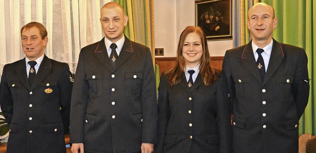 Kommandant Hansjrg Ketterer (links) f...n die Feuerwehr Bonndorf aufgenommen.   | Foto: Cornelia Selz