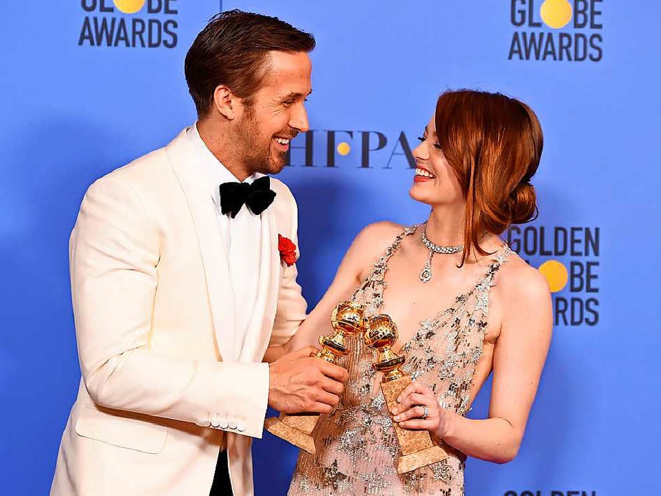 Ryan Gosling und Emma Stone sind Haupt... des Abends: &#8222;La La Land&#8220;.  | Foto: AFP