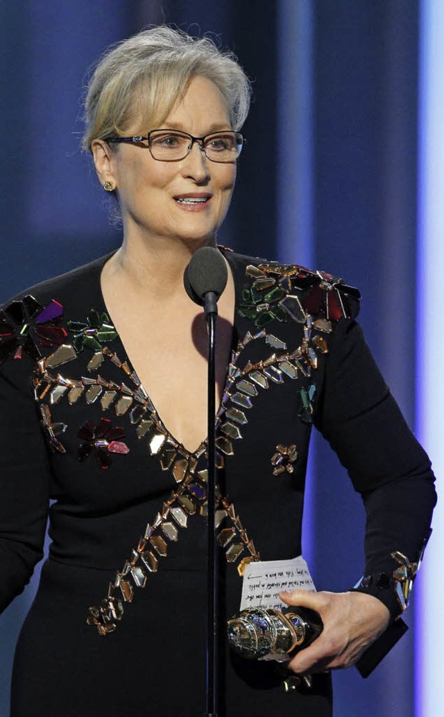 Die Schauspielerin Meryl Streep erhielt viel Beifall fr ihre Rede.   | Foto: dpa