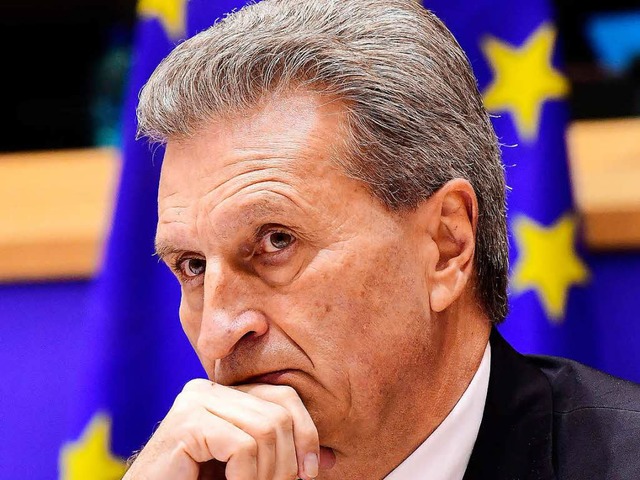 Gnther Oettinger bei der Anhrung im Europaparlament  | Foto: AFP