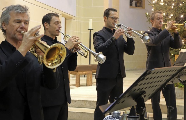 Trompeter der Basler Festivalorchesters in der Bonifatiuskirche   | Foto: Frey