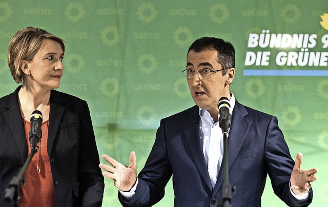 Was wollen die Grnen? Die Vorsitzende...e Peter und Cem zdemir erlutern es.   | Foto: dpa