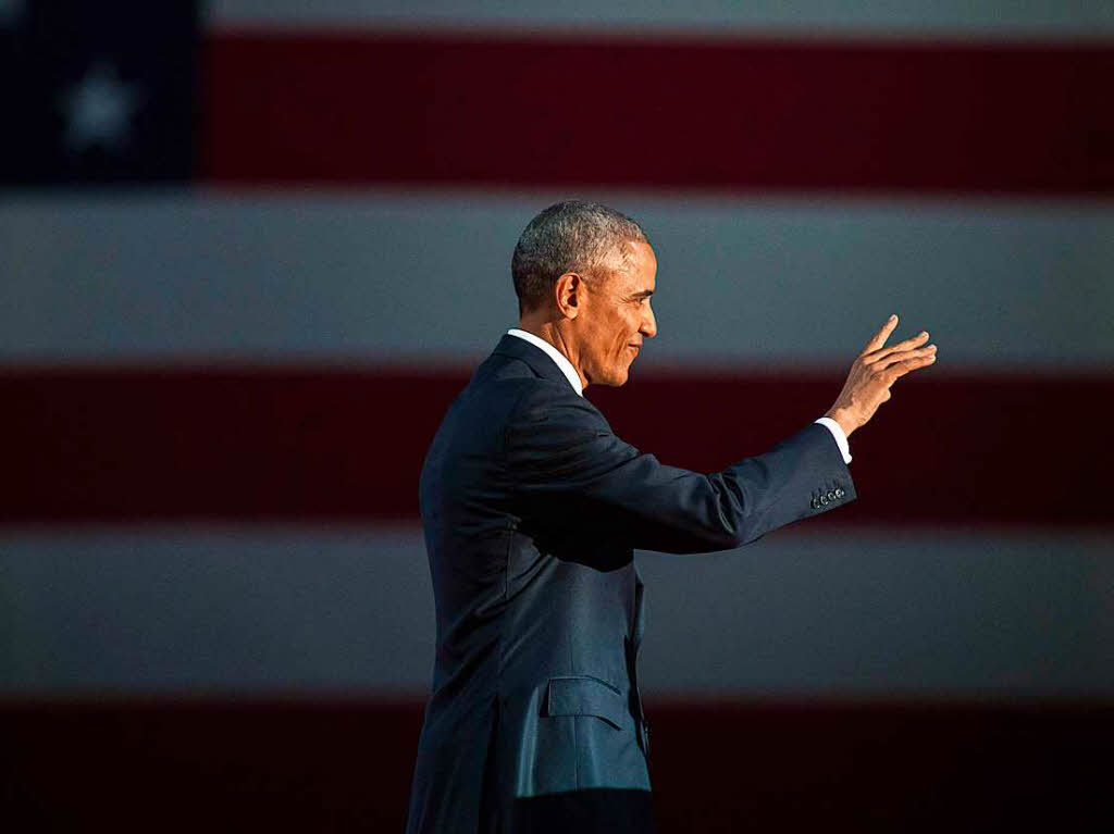 Obama spricht bei seiner Rede ber Brgerpflichten und Hoffnung, Optimismus und von Werten.