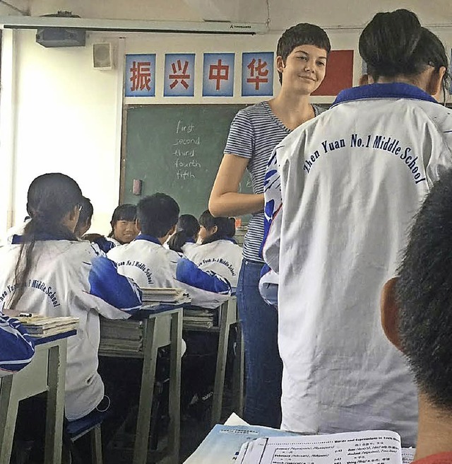 Sofie Schmidt unterrichtet in einer chinesischen Provinz.   | Foto: privat