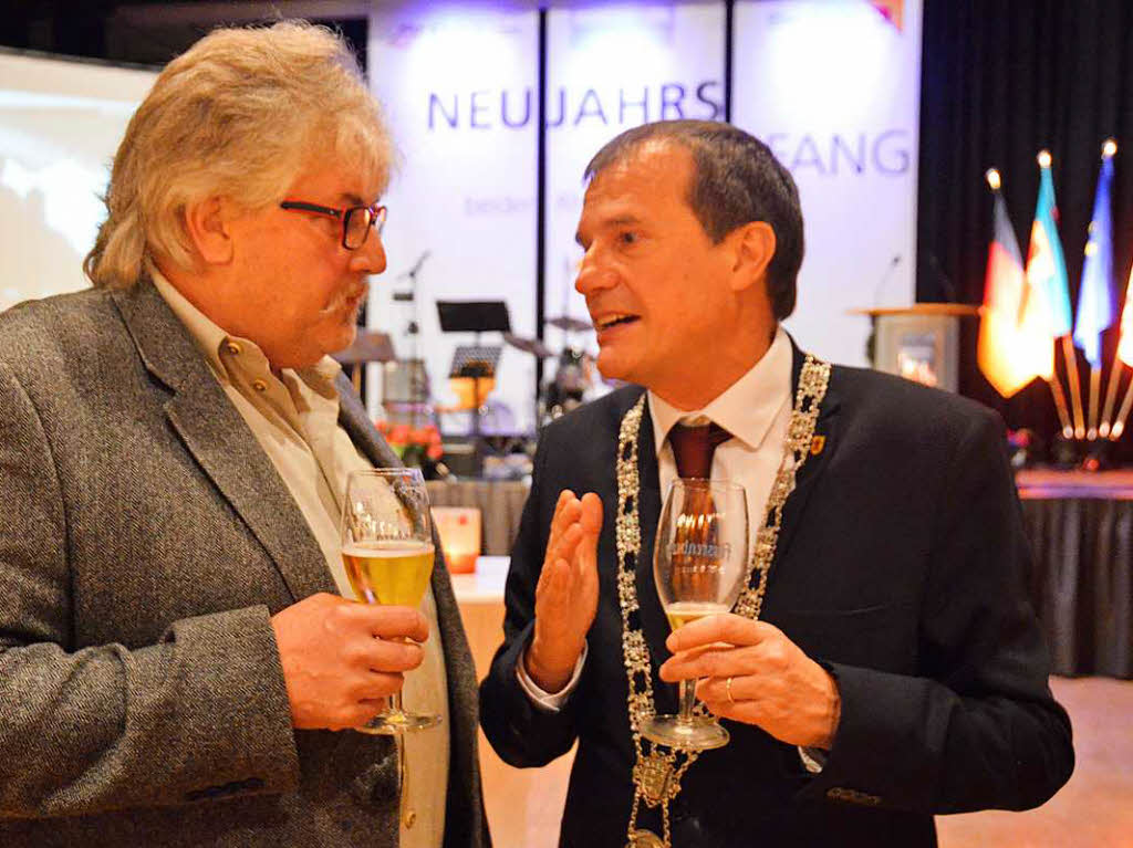 Oberbrgermeister Klaus Eberhardt und Stadtammann Franco Mazzi bekrftigten das gemeinsame Interesse grenzberschreitend miteinander zu arbeiten.