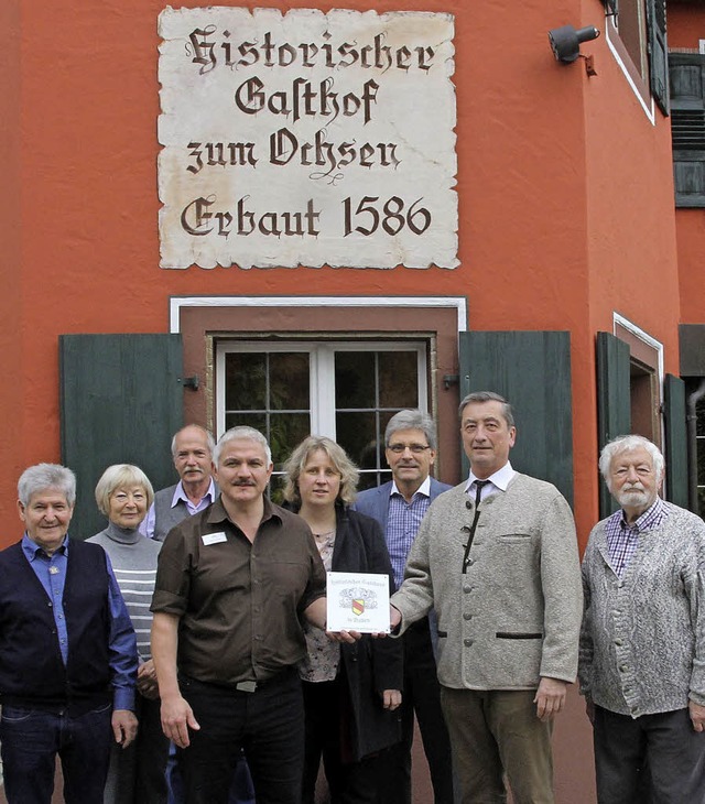 Bei der bergabe der Plakette in Wolfe..., Frank Joachim Ebner und Franz Hilger  | Foto: Frowalt Janzer