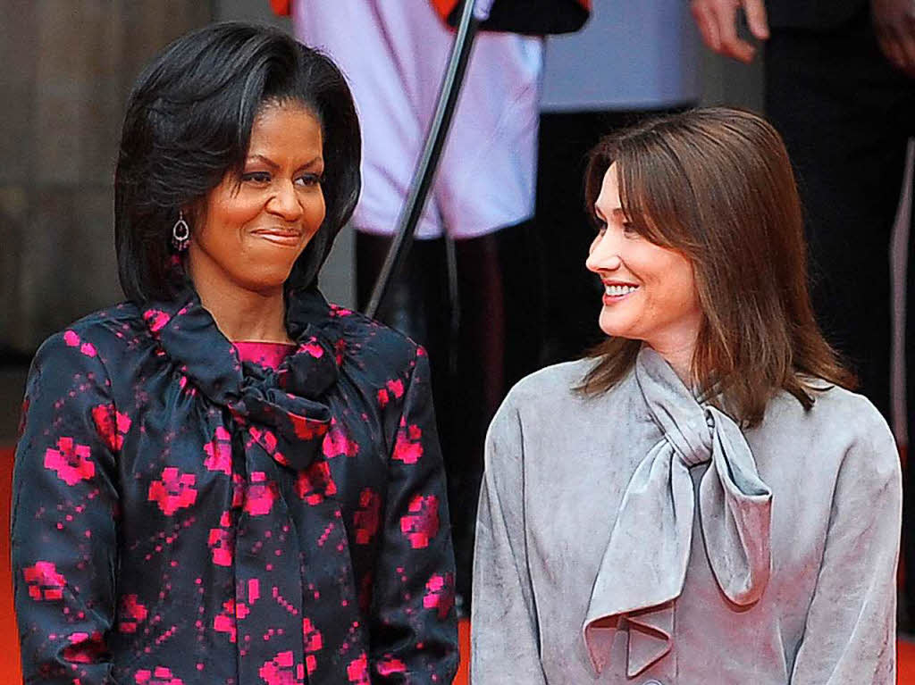 Michelle Obama und Carla Bruni-Sarkozy am 3. April 2009 in Straburg.