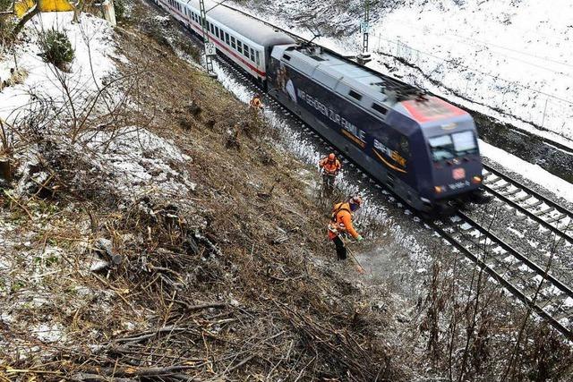 Bahn rodet beidseitig den Hang an der Rheintallinie