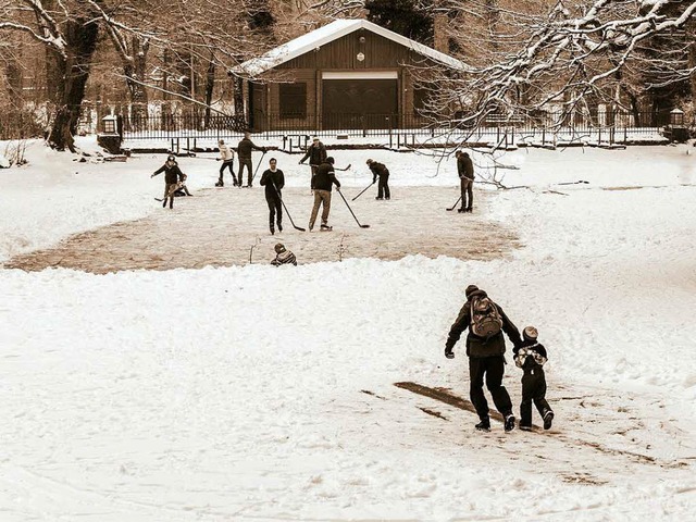Hauptsache Kufen! Eishockey geht natrlich auch auf dem zugefrorenen  Waldsee.  | Foto: Peter H. Braun