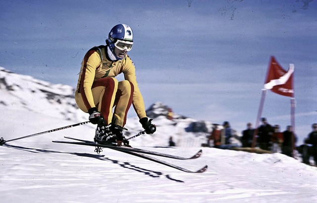 Ein Video einer Fahrt von Bernhard Russi ist Teil der Ausstellung.   | Foto: Sportmuseum Schweiz/Karl Erb