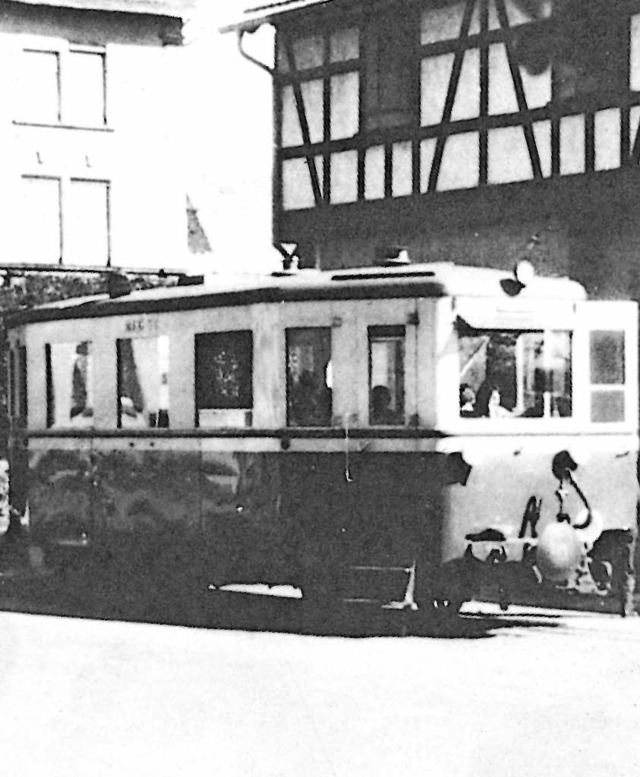 Triebwagen der &#8222;Tram&#8220; in Meienheim (undatiert).   | Foto: Repro: Daferner