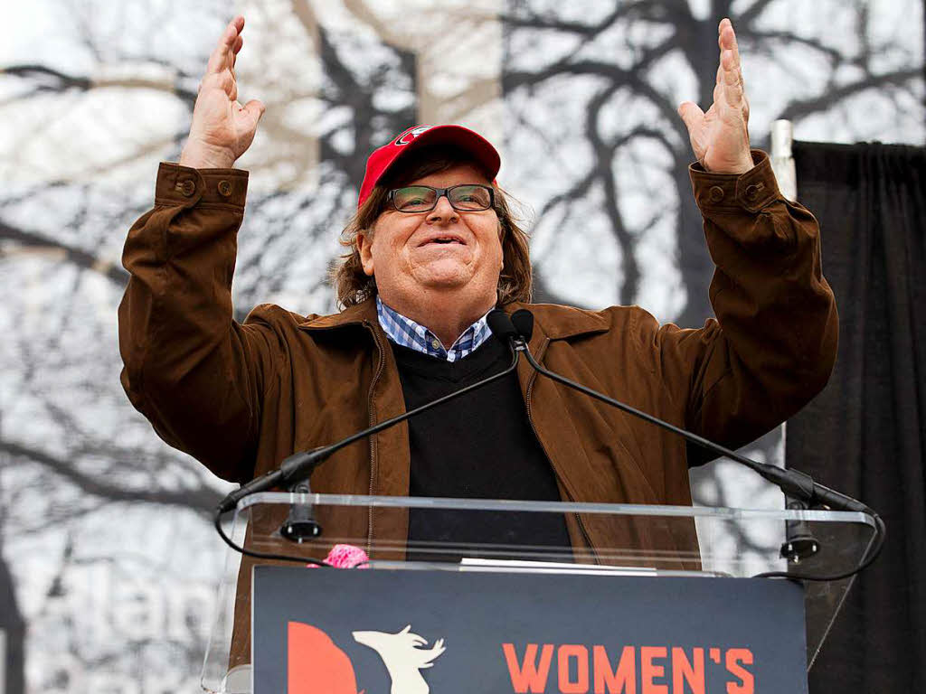 Filmemacher Michael Moore spricht in Washington