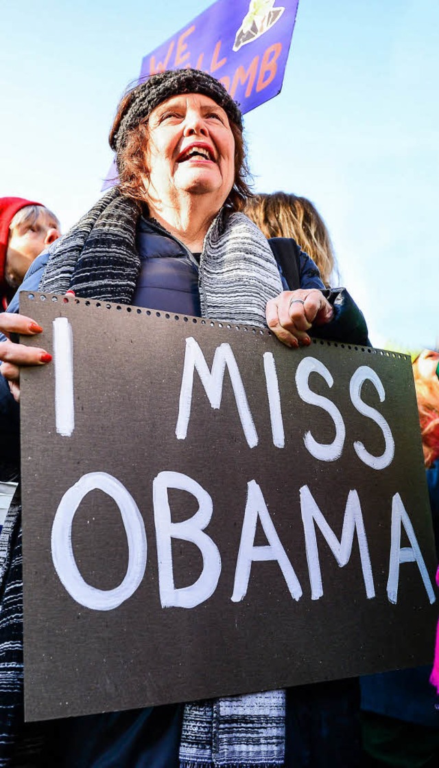 Diese Frau vermisst Barack Obama, Trumps Vorgnger.   | Foto: dpa
