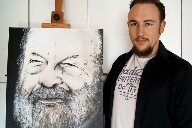 Dieser Künstler versteigert ein Bud Spencer Porträt – das Geld geht an die Freiburger Uni-Kinderklinik