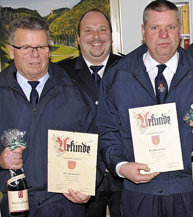 Geehrt worden sind bei der Feuerwehr H...artner (rechts) und  Otto Nussbaumer.   | Foto: Hans-Walter Mark