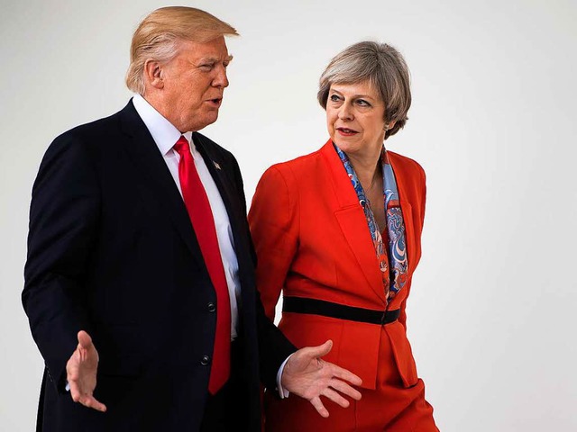 US-Prsident Donald Trump empfing am F...tische Premierministerin Theresa May.   | Foto: AFP