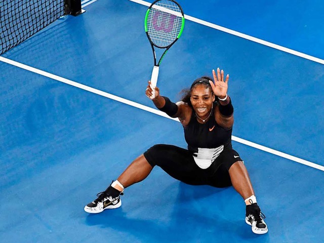 Serena Williams nach ihrem Sieg in Mel...8211; es ist ihr 23. Grand-Slam-Titel.  | Foto: AFP