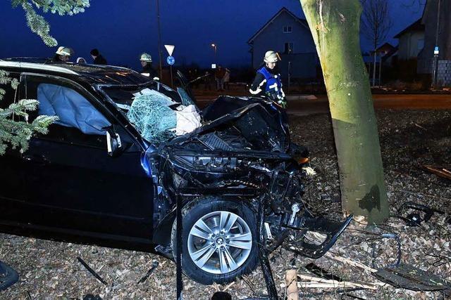 Auto kracht gegen Baum, Fahrer ist zunchst verschwunden