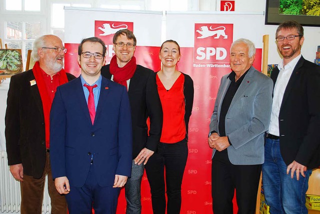 Bernd Sevecke, Maximilian Schmalz, Phi...n links) beim Neujahrsempfang der SPD.  | Foto: Thomas Loisl Mink