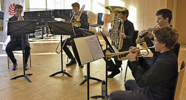 Das Blechblserquintett mit Quintett m...b von &#8222;Jugend musiziert&#8220;.   | Foto: Michael Bamberger