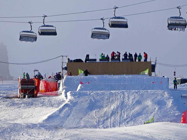 Die Startrampe des FIS Snowboard-Cross-Weltcups auf dem Feldberg.  | Foto: Johannes Bachmann