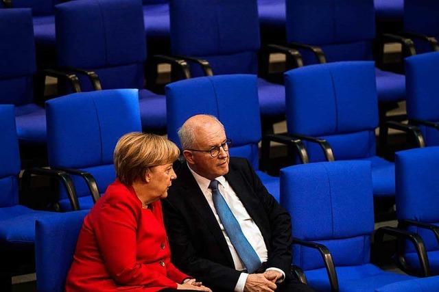 Volker Kauder spricht ber Ziele und Aussichten der CDU