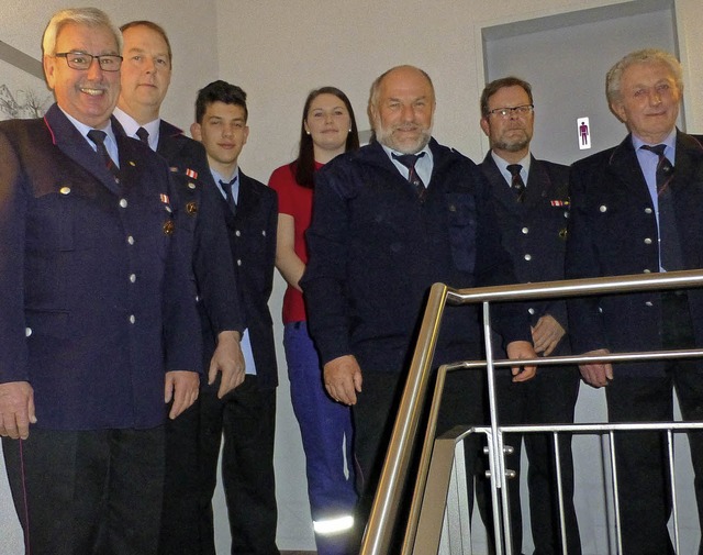 Ehrungsbild von der Feuerwehr Hsingen...nt), Werner Sutter (60 Jahre Dienst).   | Foto: Vera Winter