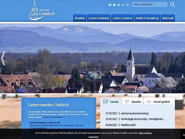 Reich an Fotos: der Internet-Auftritt der Gemeinde Umkirch  | Foto: Badische Zeitung
