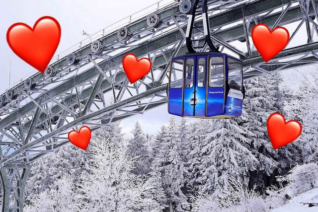 Herzchen fr diese Aktion: Am Valentin...st Freifahrt auf der Schauinslandbahn.  | Foto: Thomas Kunz