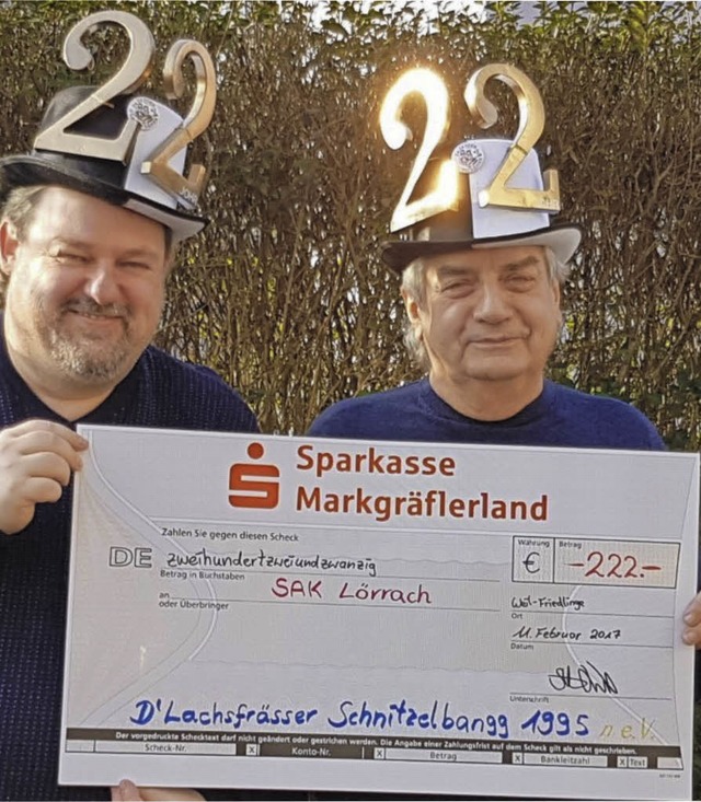 Stefan Arndt und Peter Mller haben de...rbeitskreis Lrrach (SAK) gespendet.    | Foto: PRIVAT