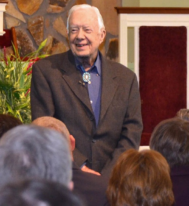 Noch immer populr: Jimmy Carter bei der Sonntagspredigt  | Foto: Frank Herrmann