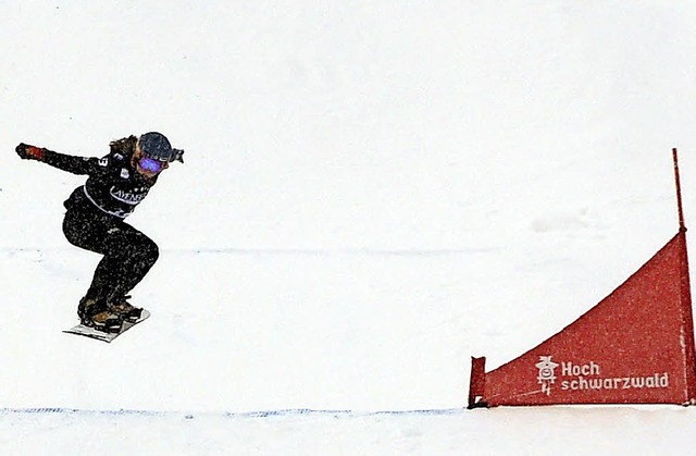 Beim Snowboardcross-Weltcup am Feldber...ana Fischer  eindrucksvoll ihr Talent.  | Foto: patrick seeger